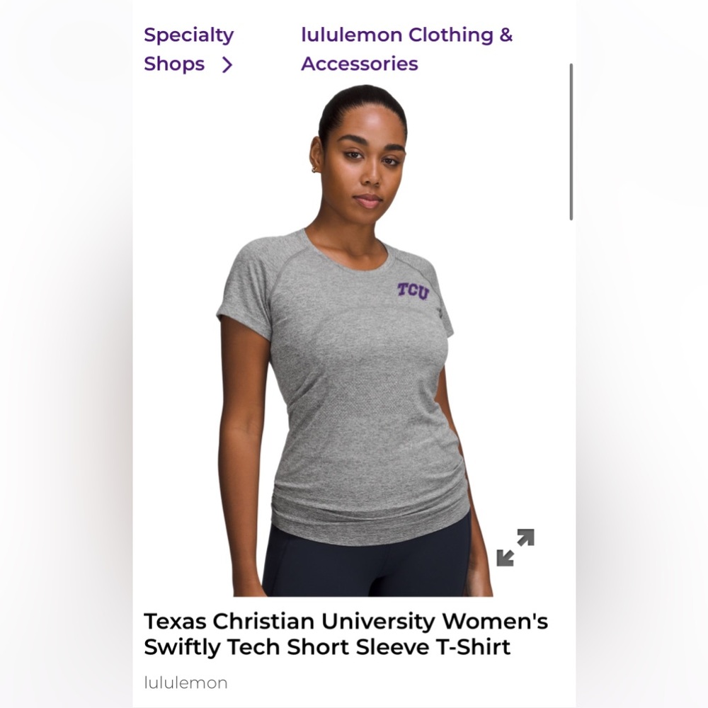 Black SWIFTY Tech Tee Lululemon x TCU size 2